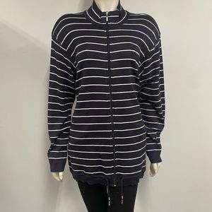 Company Ellen Tracy Plus Navy Stripe Full Zip Sweatshirt Jacket 2x